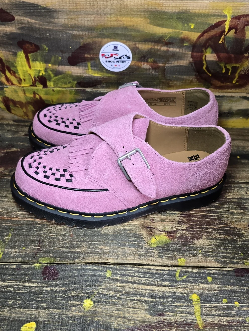 Dr. Martens Ramsey Monk Kiltie Pink Loafers Suede Monkstrap Creepers Men's Sz 10 - Picture 3 of 8